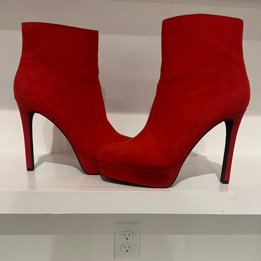 Candy Red High heeled booties!